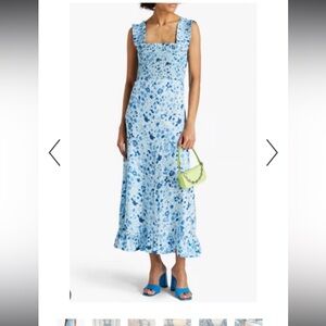 GANNI printed cotton blue floral midi dress -Small